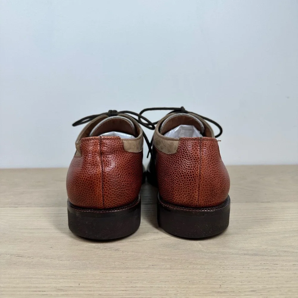 Salvatore Ferragamo Oxford Shoes Men 7.5 Brown Leather Suede Spectator Italy